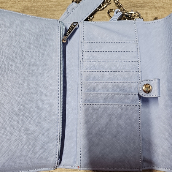 NWOT Loungefly×Disney Minnie Mouse Polka Dot Bow Crossbody Wristlet Wallet Blue - Picture 9 of 15